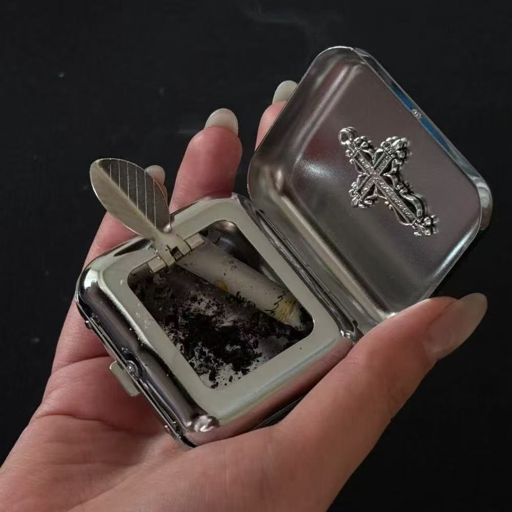 Millennial style y2k cross handmade ashtray storage box