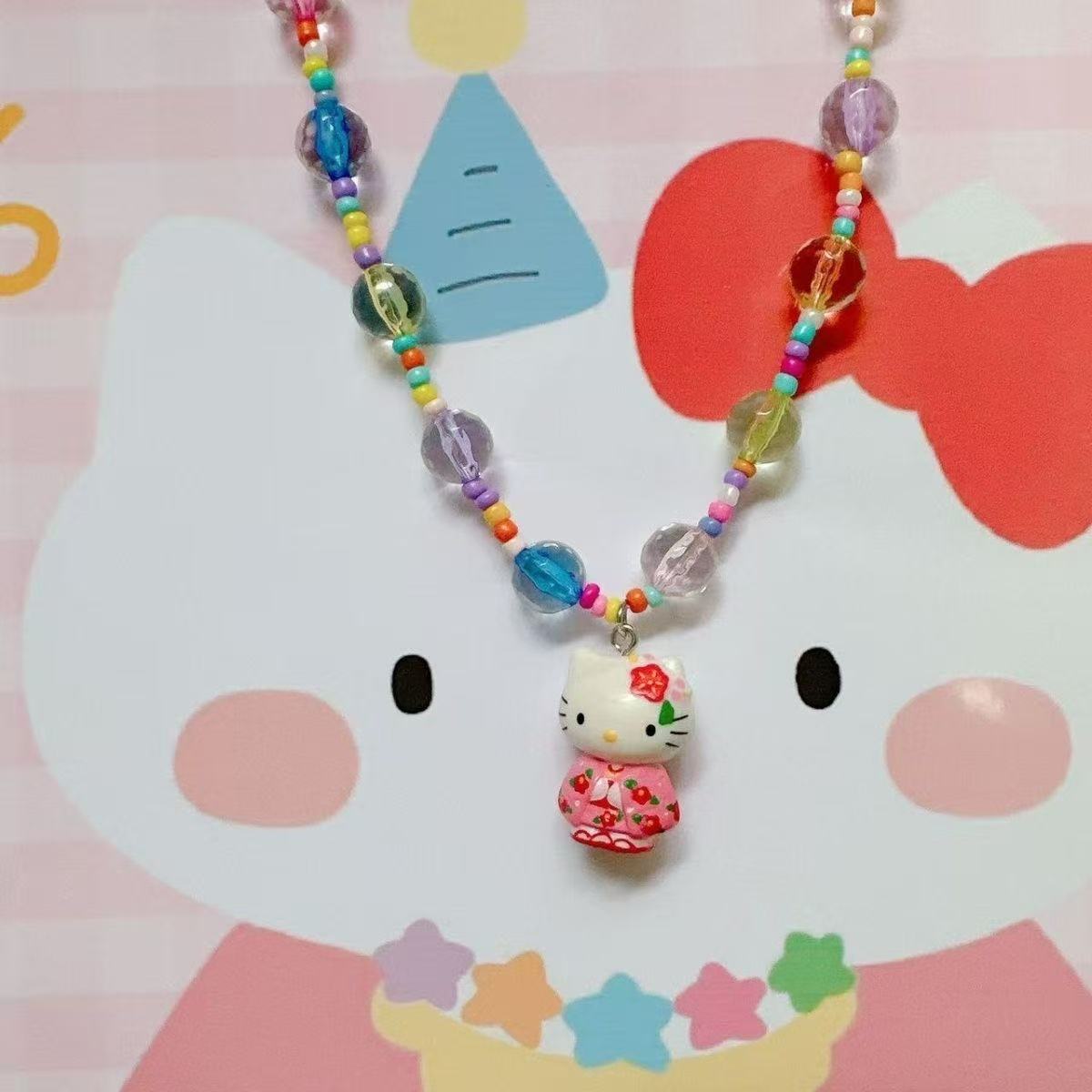 Japanese Style Dopamine Beaded Necklace Candy Color Soft Girl Y2k Hot Girl Accessories