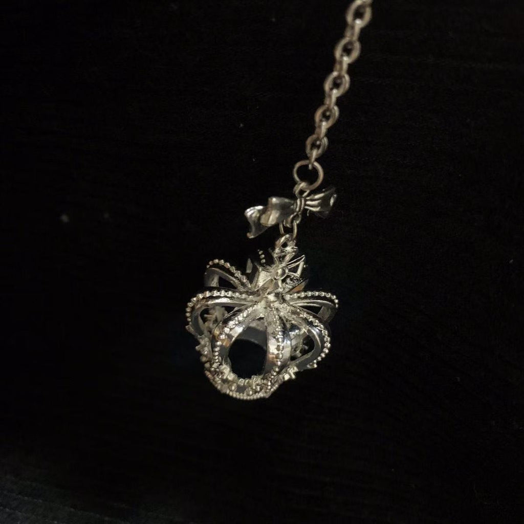 Japanese Style Kawaii Cute Bright Silver Crown Necklace