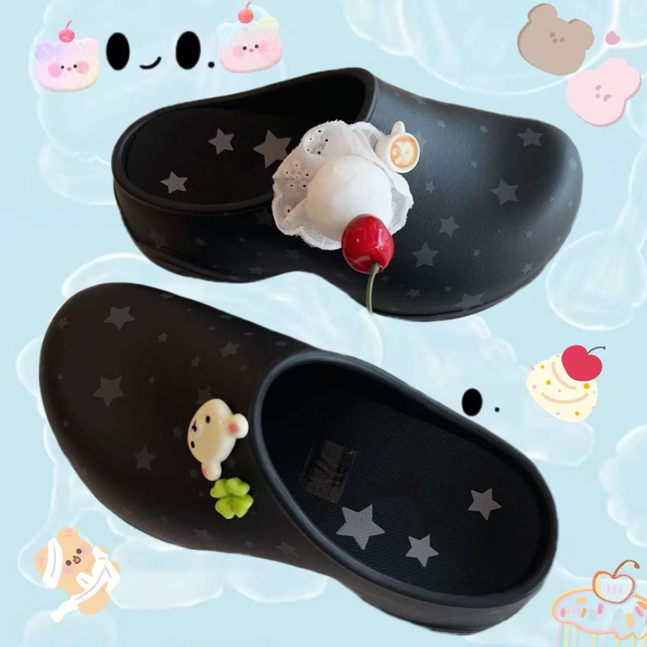 Original Handmade Cherry Hat Bear Hole Shoe Buckle DIY，Shoe Charms