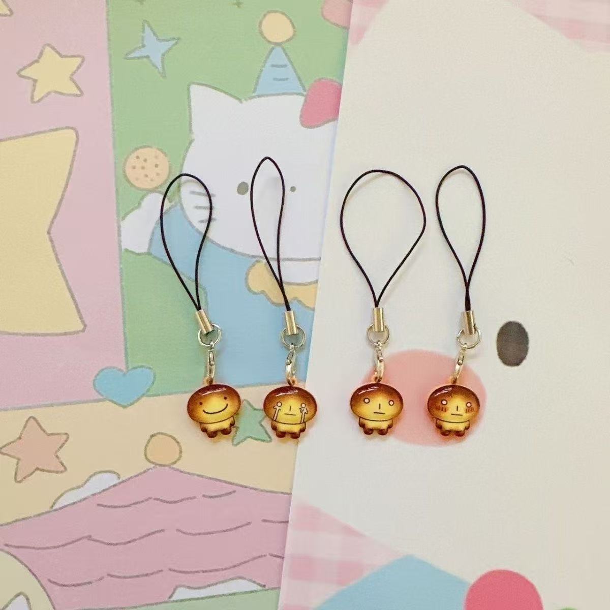 Cute Mini Toasted Bread Alloy Pendant Keychain Mobile Phone Pendant