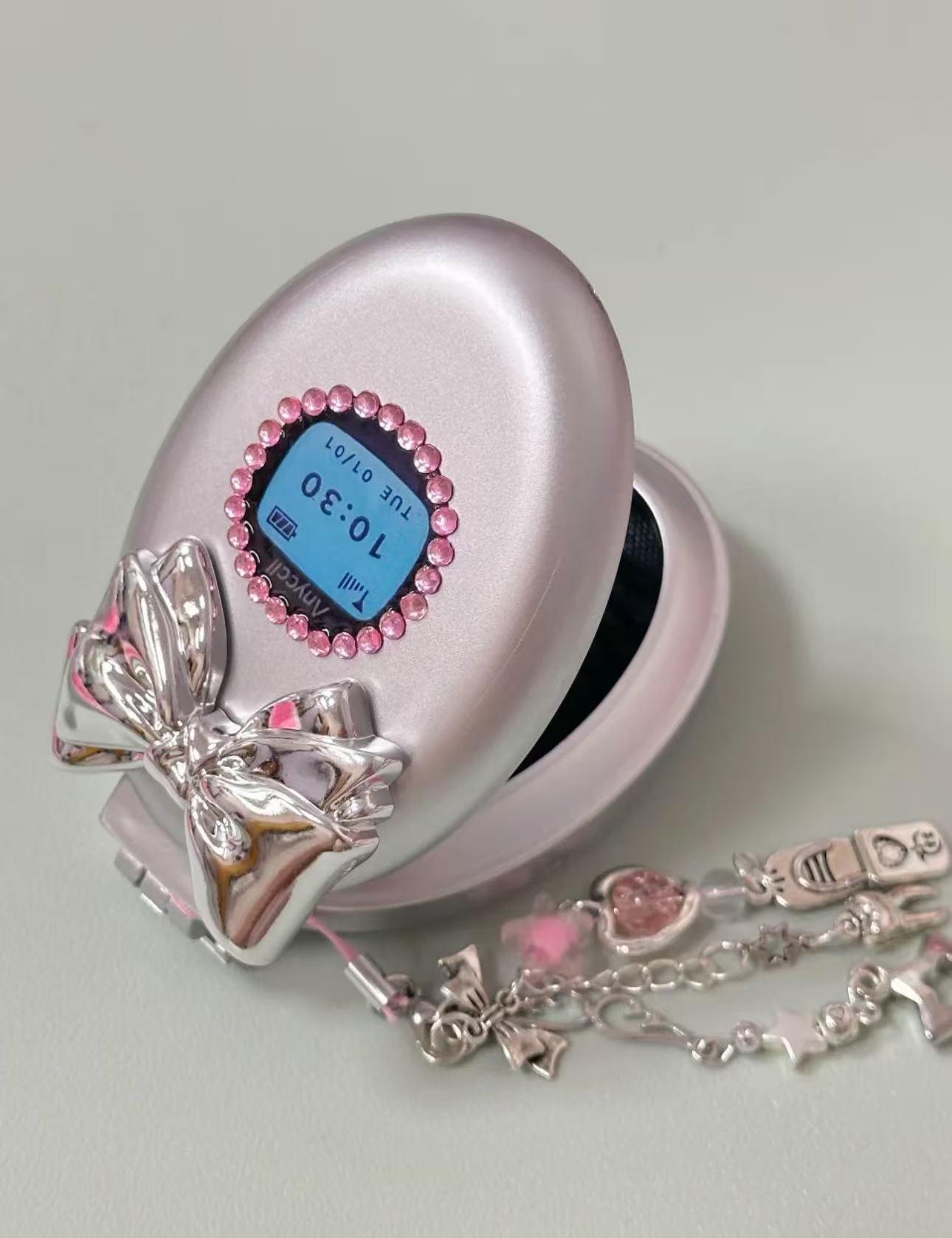 Y2K Hot Girl Millennial Style Retro Simulation Flip Phone Diamond Kitty Bow Folding Air Cushion Comb