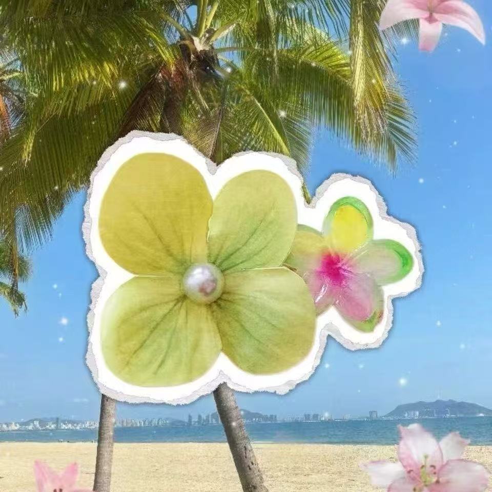 Colorful Hydrangea Hair Clips, Girly Bangs Clips, Frangipani Hair Clips, Beach-style Vacation-themed Clips
