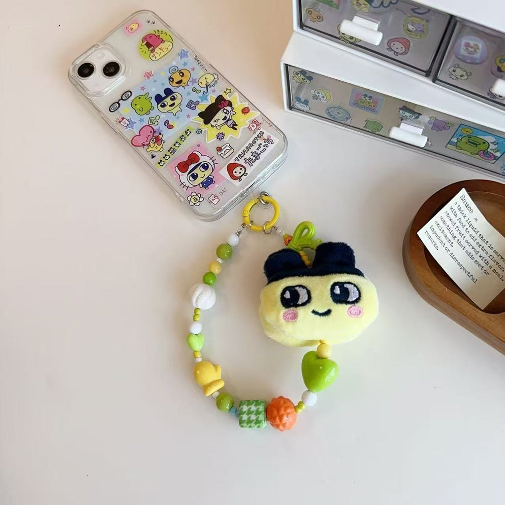 Japanese Tamagotchi candy-colored resin beaded lanyard mobile phone chain cute Mamiji keychain pendant