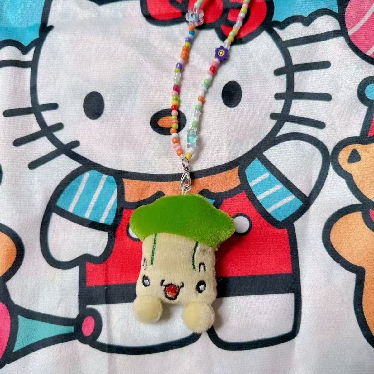 Showa-era Style Plush Bunny And Dog Beaded Necklace, Candy-colored Accessories, Y2K Hot Girl Style.