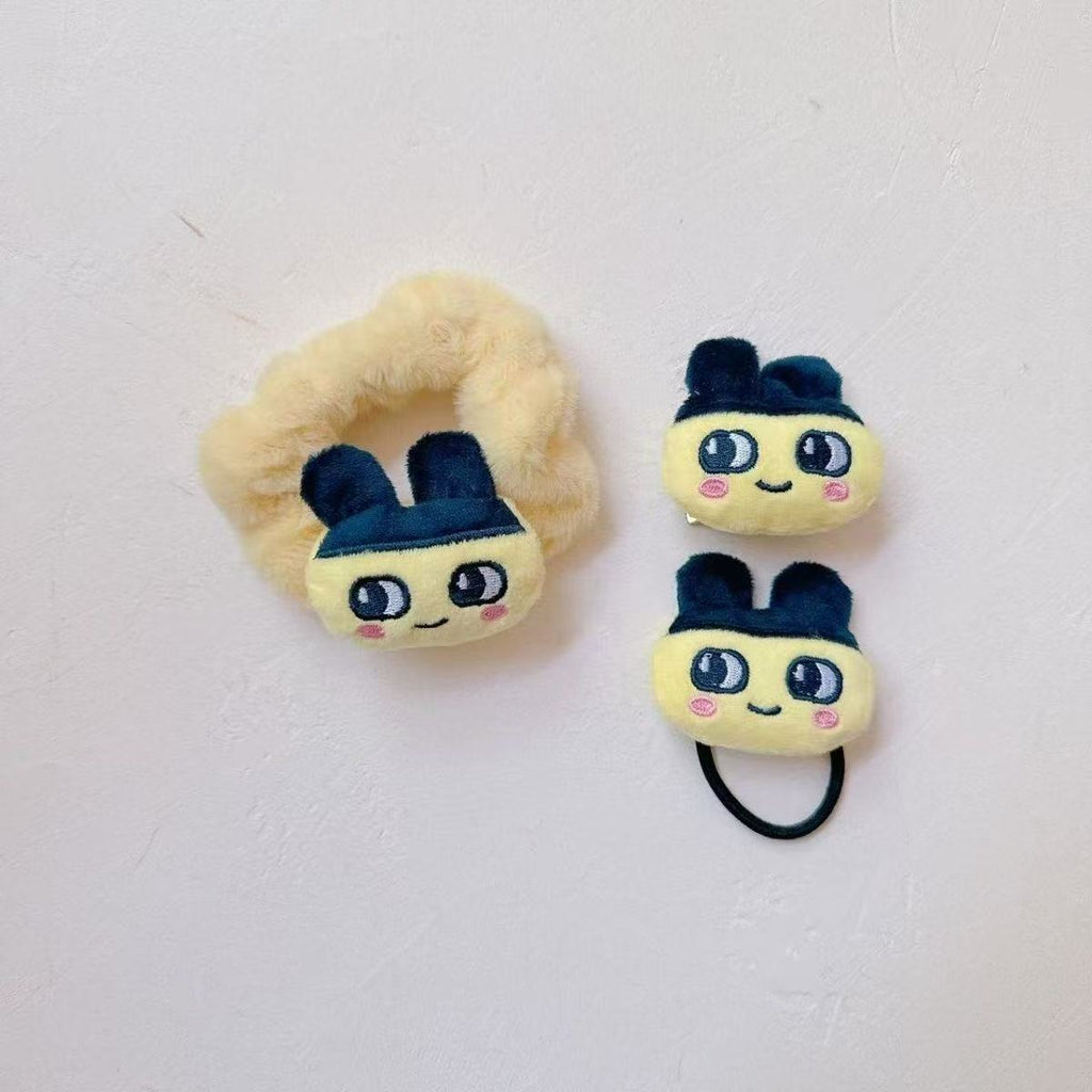 Original Tamagotchi Mamaki Plush Hair Rope, Hairband, and Hair Clip Three-Piece Set