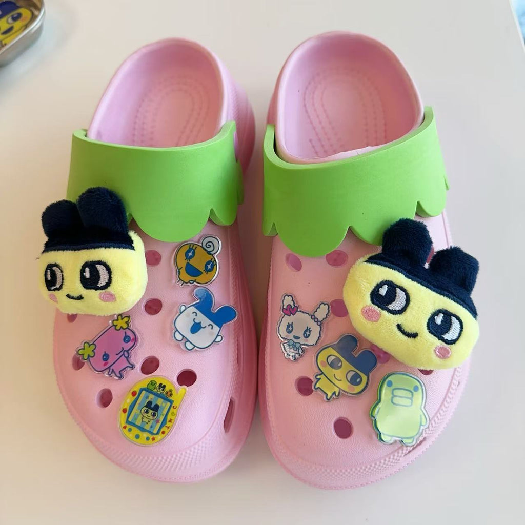 Japanese Tamagotchi Plush Hole Shoe Buckles Acrylic Shoe Flowers,Shoe charm (9 pieces, shoes not included)