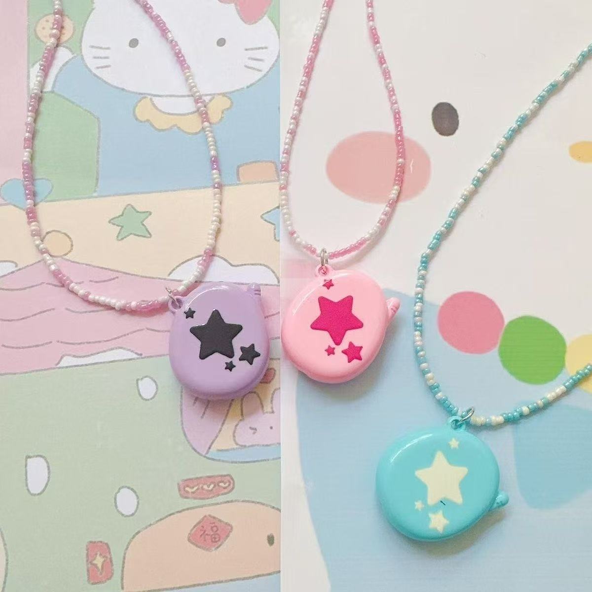 Original beaded Melody Cinnamon Dog Necklace Rice Bead Chain Clavicle Chain Simulation Electronic Pet Tamagotchi