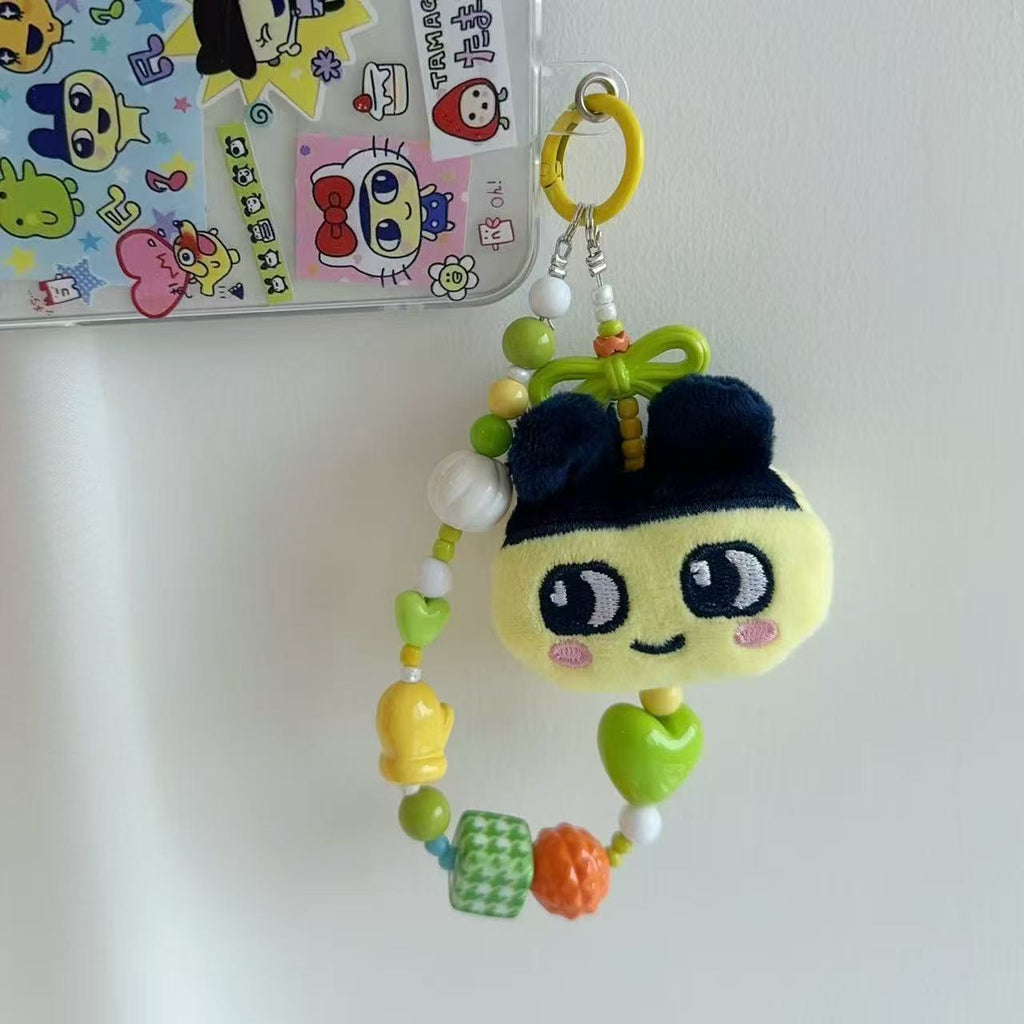 Japanese Tamagotchi candy-colored resin beaded lanyard mobile phone chain cute Mamiji keychain pendant