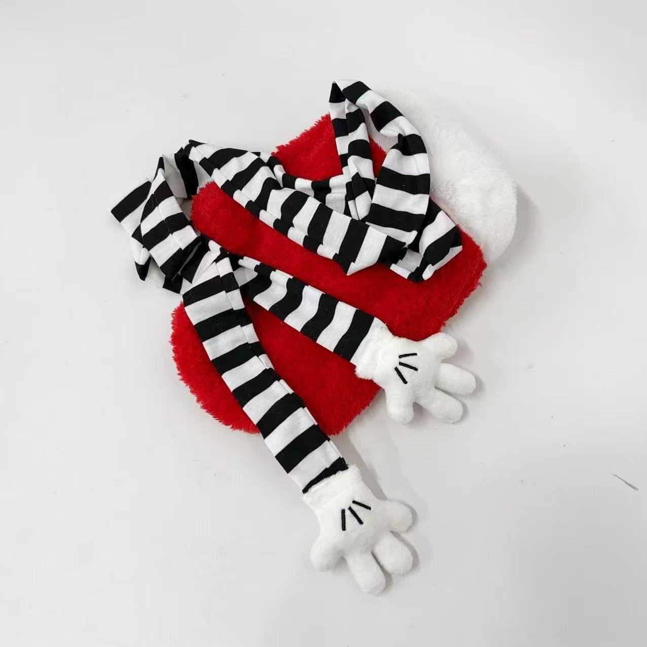 Black And White Striped Cartoon Cute Scarf Ins Striped Shape Long Thin Scarf Neck
