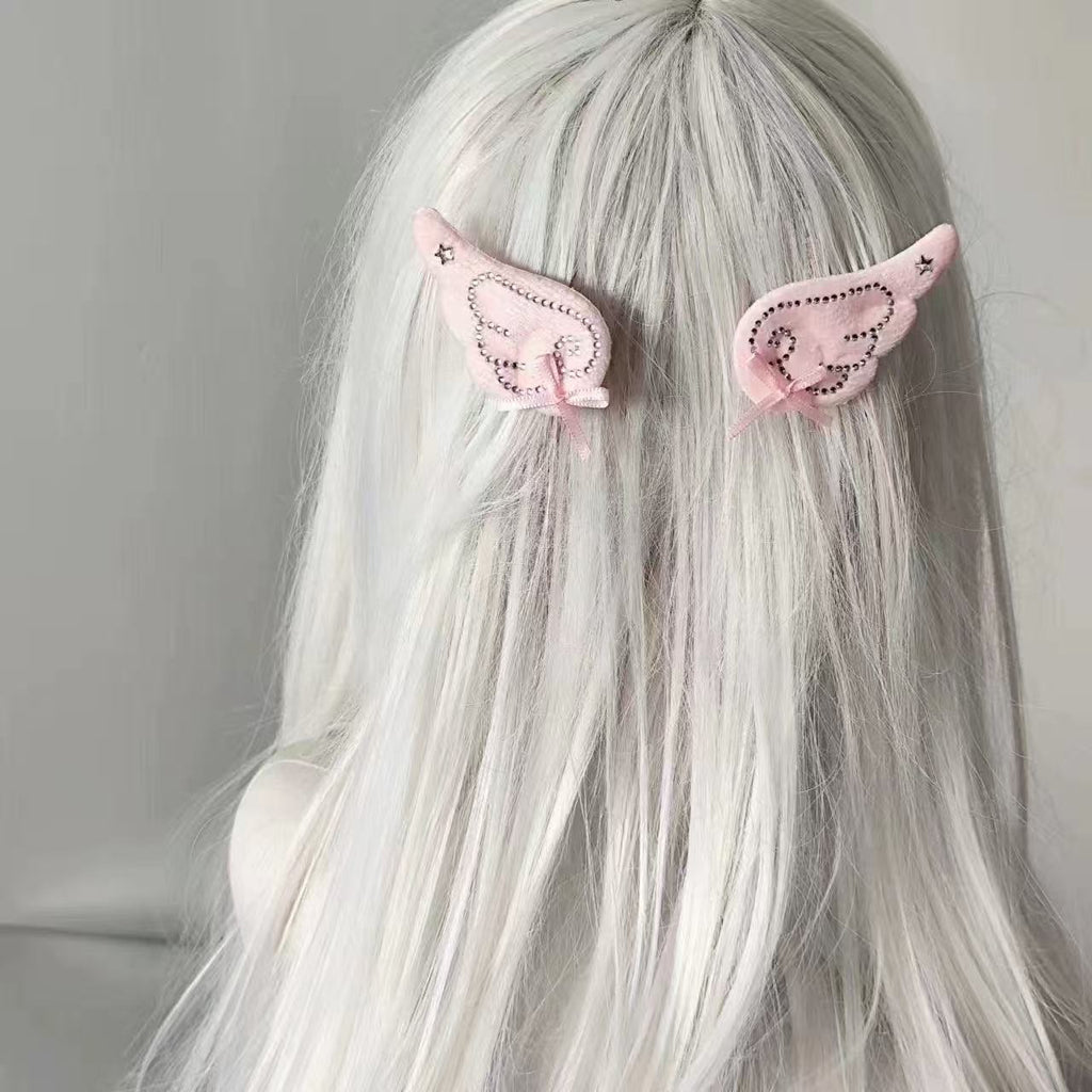 Retro Angel Wings Side Clip Hairpin Ins Cute Girly Heart Hair Accessories Bow