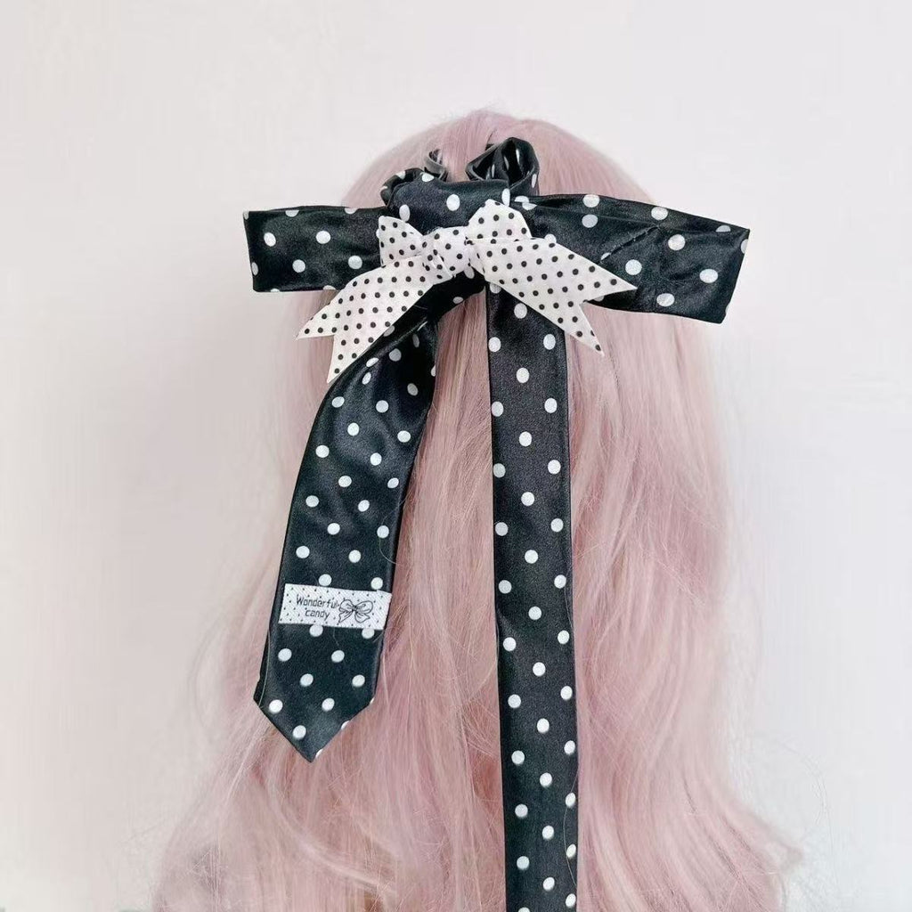 Handmade Tie, Bow, Hair Clip, Polka Dot Hair Accessory