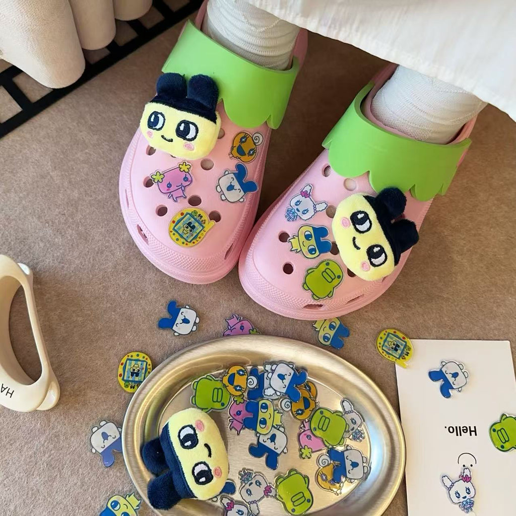 Japanese Tamagotchi Plush Hole Shoe Buckles Acrylic Shoe Flowers,Shoe charm (9 pieces, shoes not included)