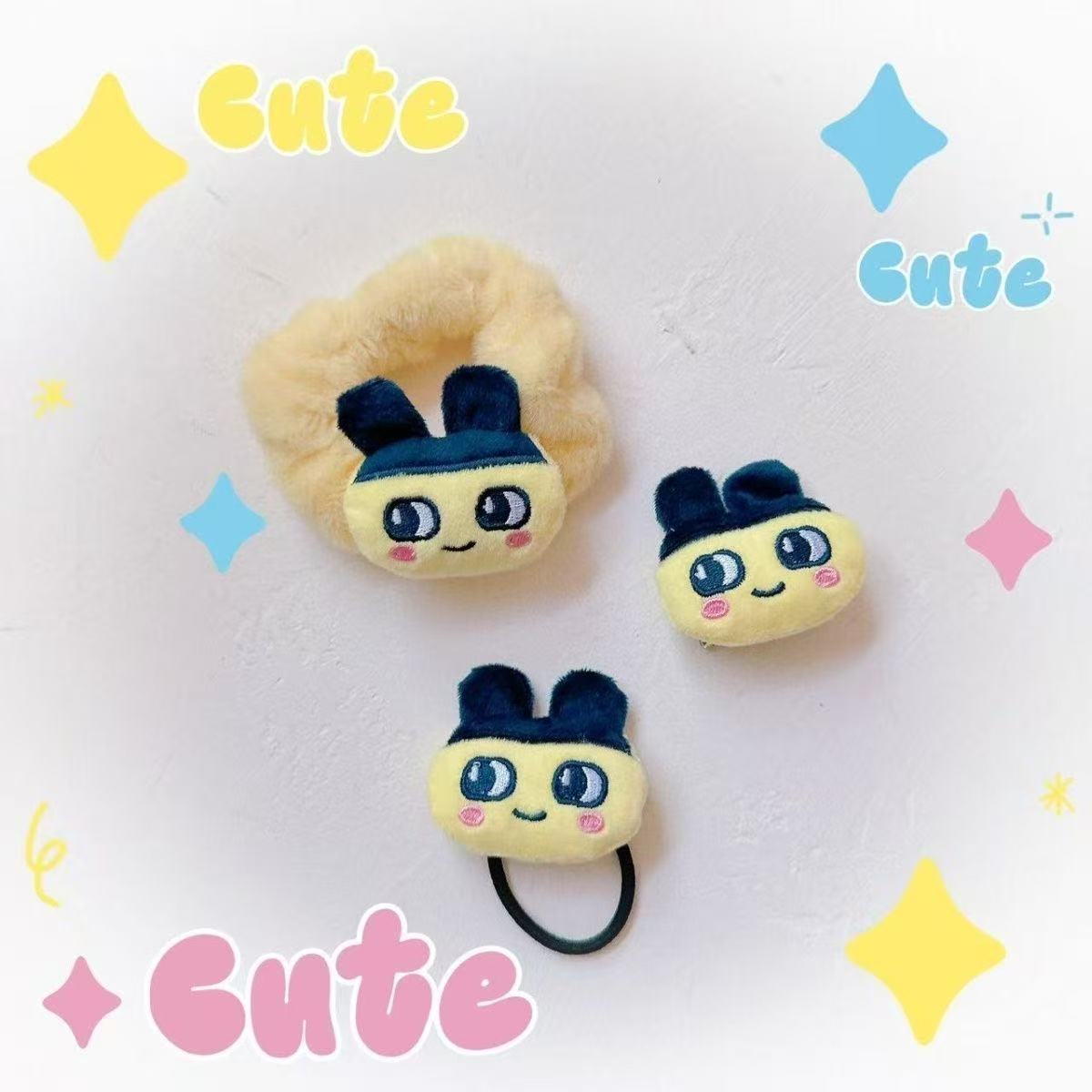 Original Tamagotchi Mamaki Plush Hair Rope, Hairband, and Hair Clip Three-Piece Set