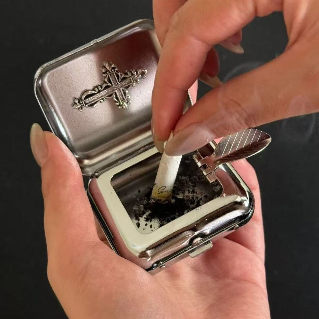Millennial style y2k cross handmade ashtray storage box
