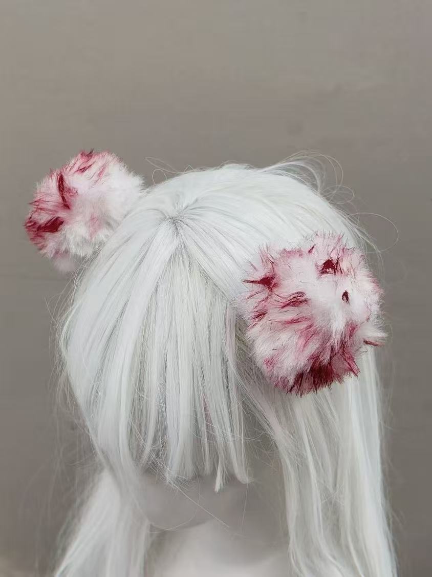 Original handmade Halloween bloody rabbit doll hair ring cosplay prop headdress