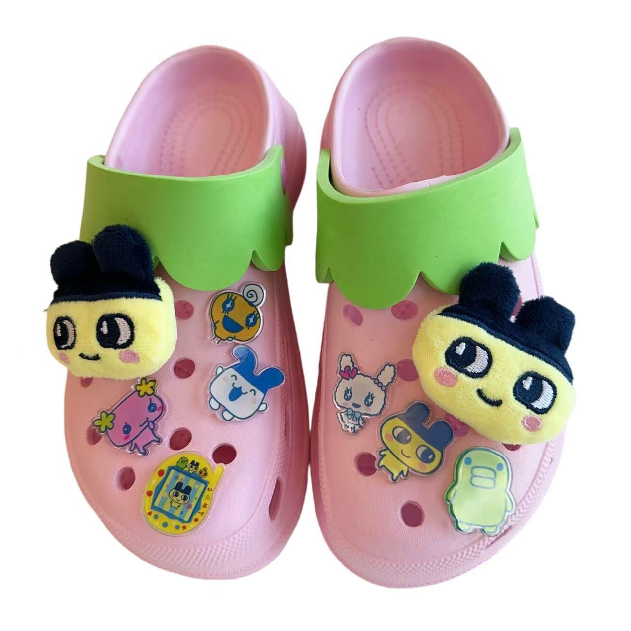 Japanese Tamagotchi Plush Hole Shoe Buckles Acrylic Shoe Flowers,Shoe charm (9 pieces, shoes not included)