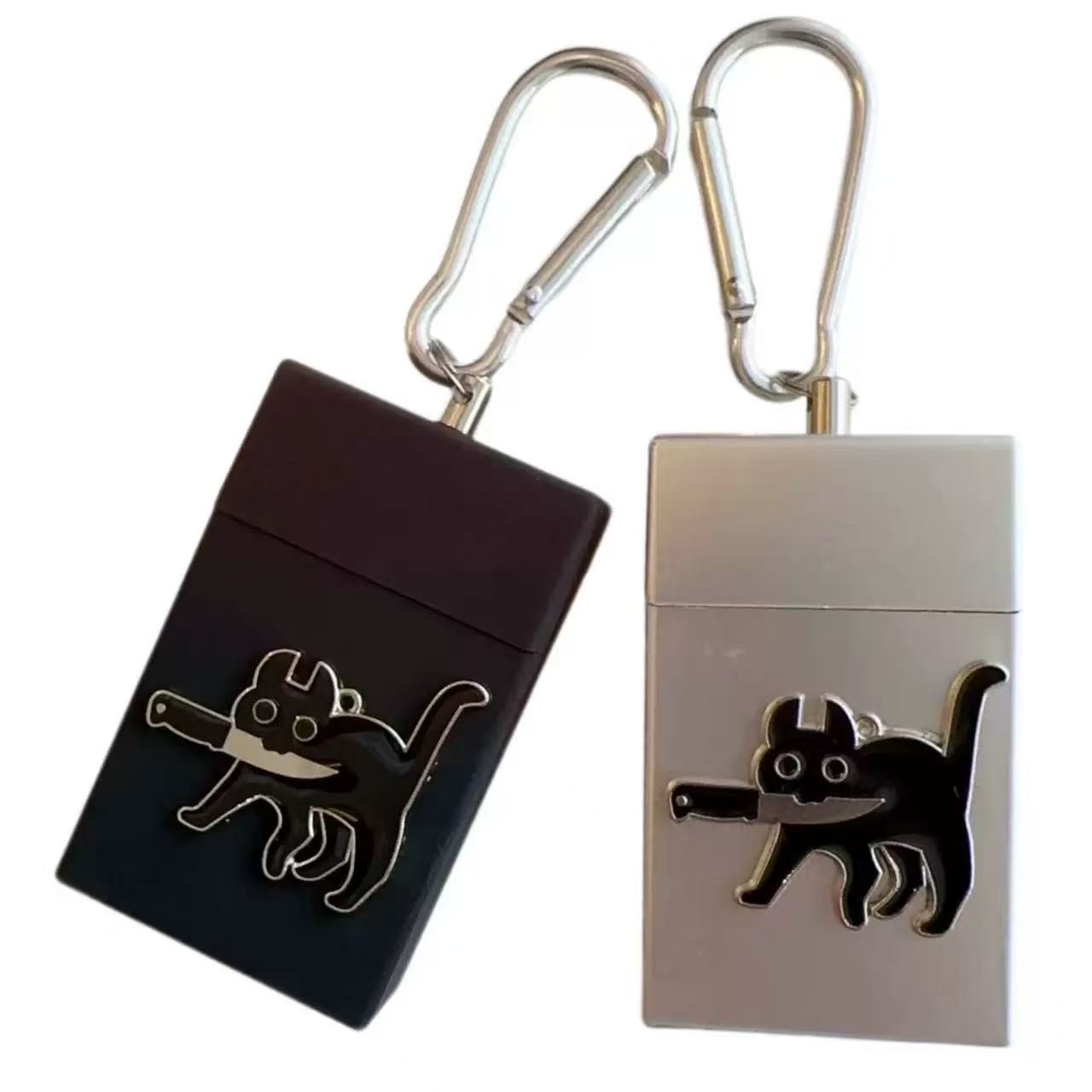 New Japanese y2k kitten alloy portable ashtray storage box pendant