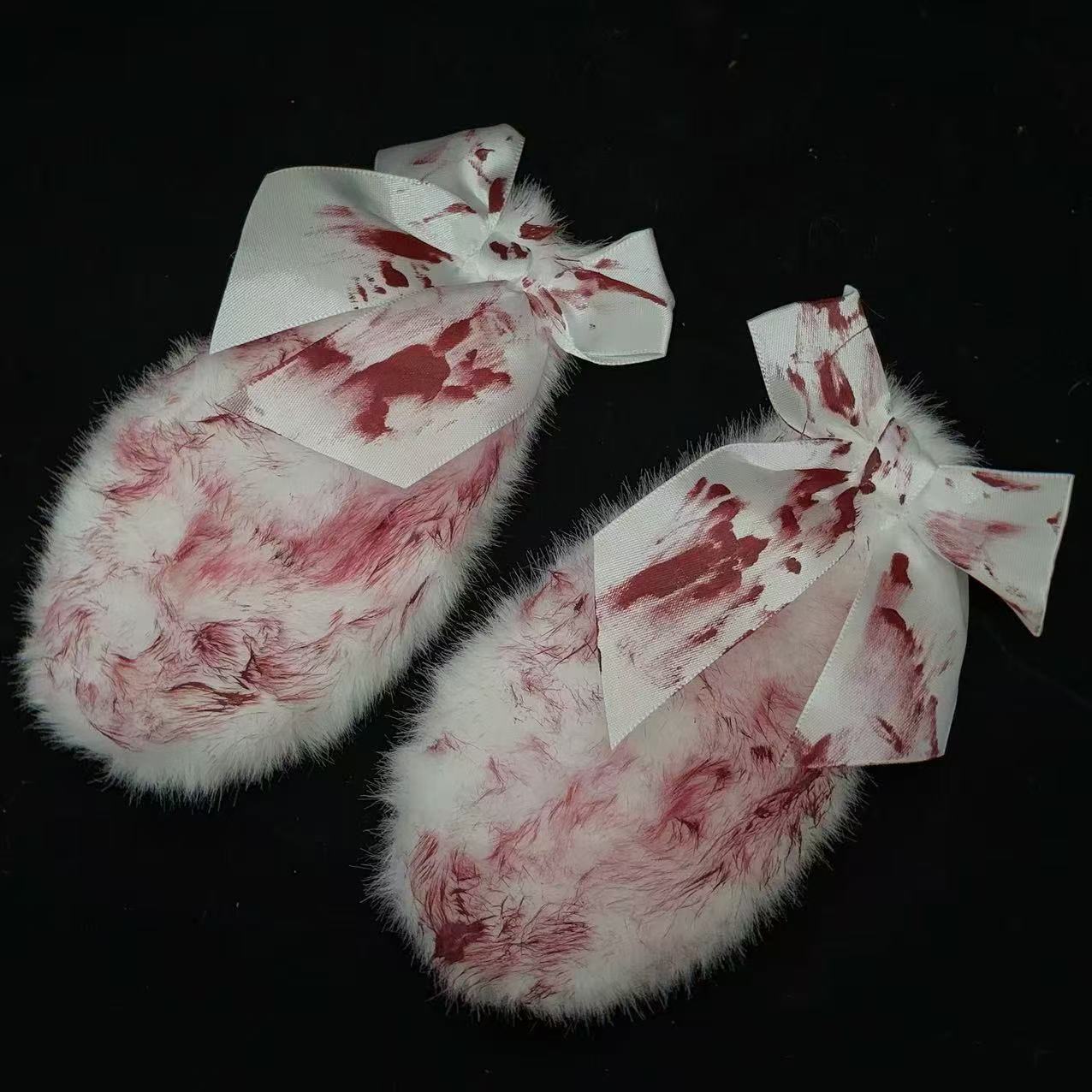 Original handmade Halloween bloody rabbit doll hair ring cosplay prop headdress