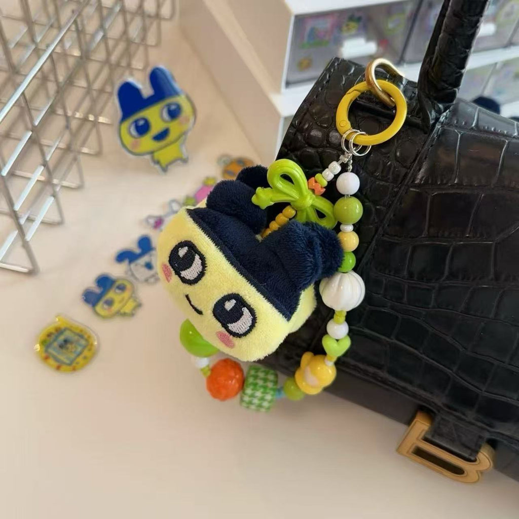 Japanese Tamagotchi candy-colored resin beaded lanyard mobile phone chain cute Mamiji keychain pendant