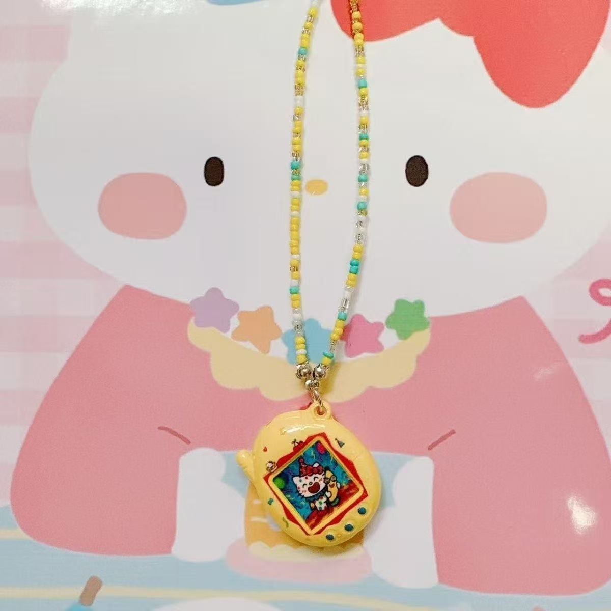 Handmade beaded kitty cartoon necklace rice bead chain clavicle chain simulation electronic pet