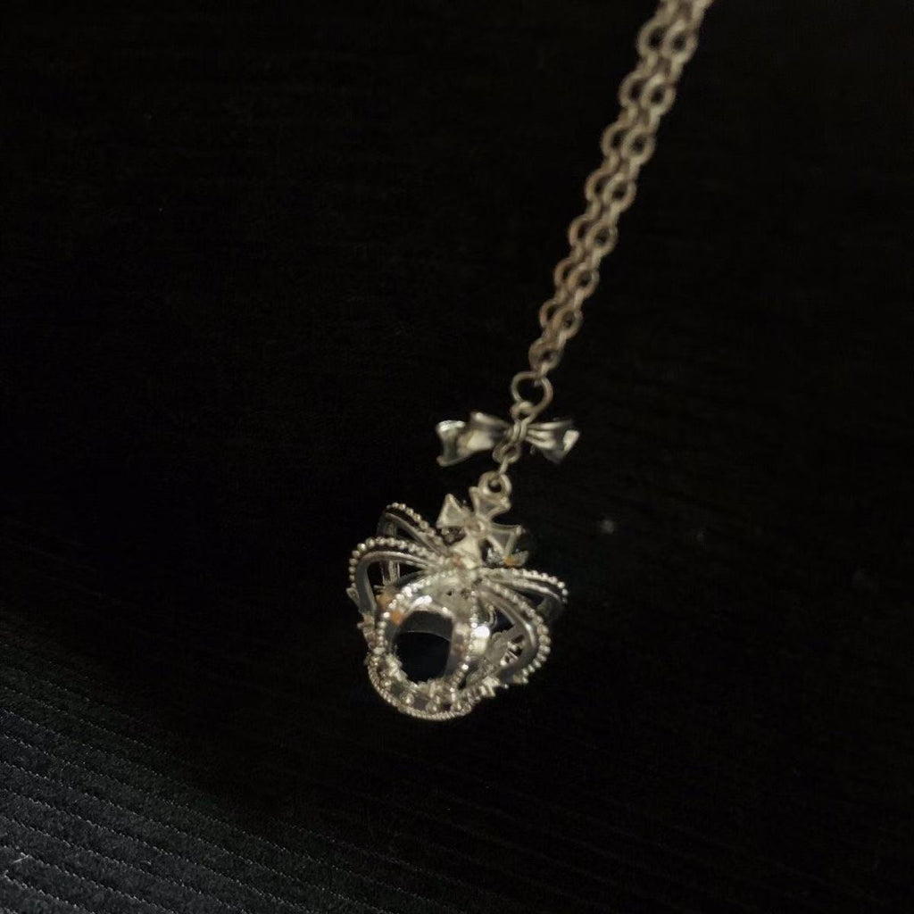Japanese Style Kawaii Cute Bright Silver Crown Necklace