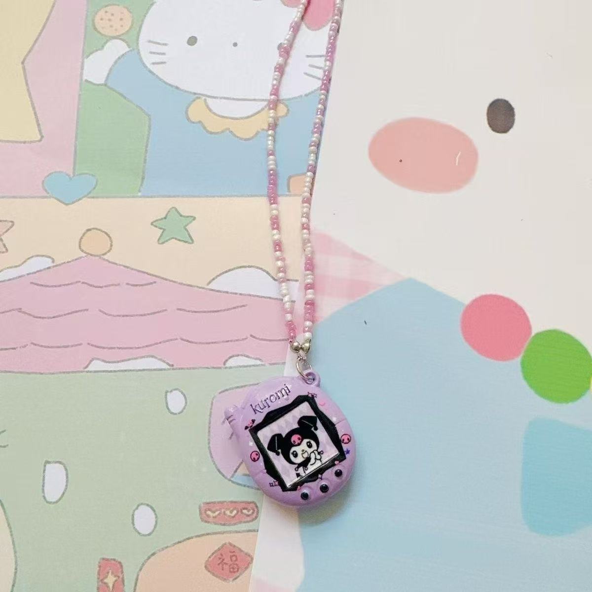 Original beaded Melody Cinnamon Dog Necklace Rice Bead Chain Clavicle Chain Simulation Electronic Pet Tamagotchi