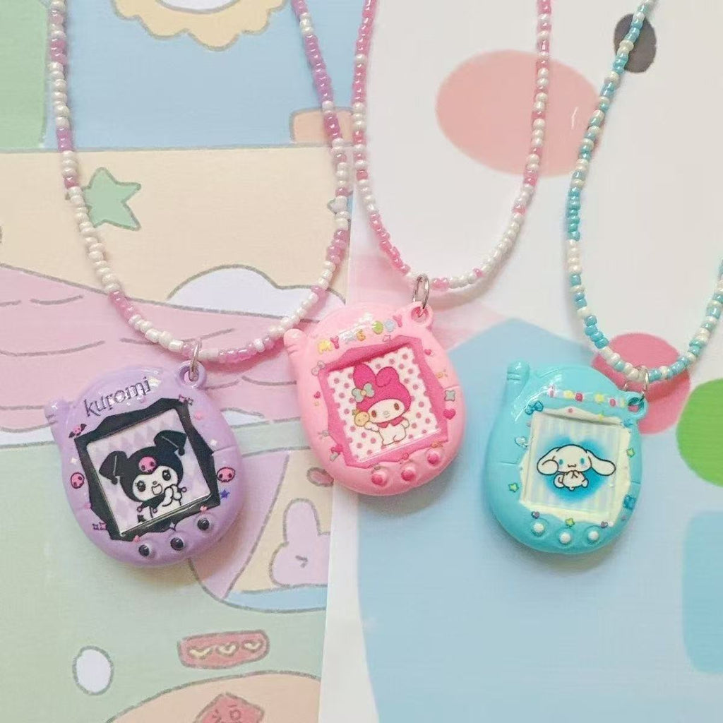 Original beaded Melody Cinnamon Dog Necklace Rice Bead Chain Clavicle Chain Simulation Electronic Pet Tamagotchi