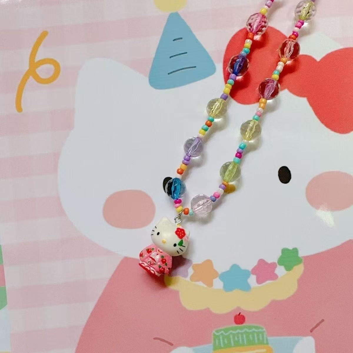 Japanese Style Dopamine Beaded Necklace Candy Color Soft Girl Y2k Hot Girl Accessories