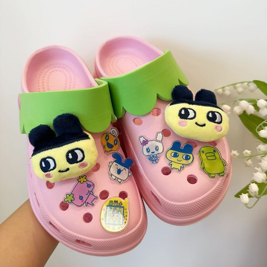 Japanese Tamagotchi Plush Hole Shoe Buckles Acrylic Shoe Flowers,Shoe charm (9 pieces, shoes not included)