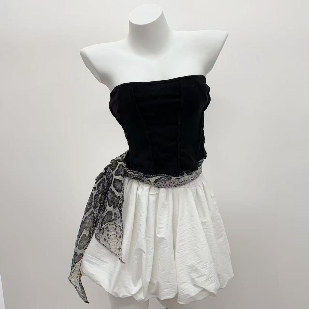 New Fish Scale Snake Pattern Music Festival Silk Scarf Y2k Girl Scarf