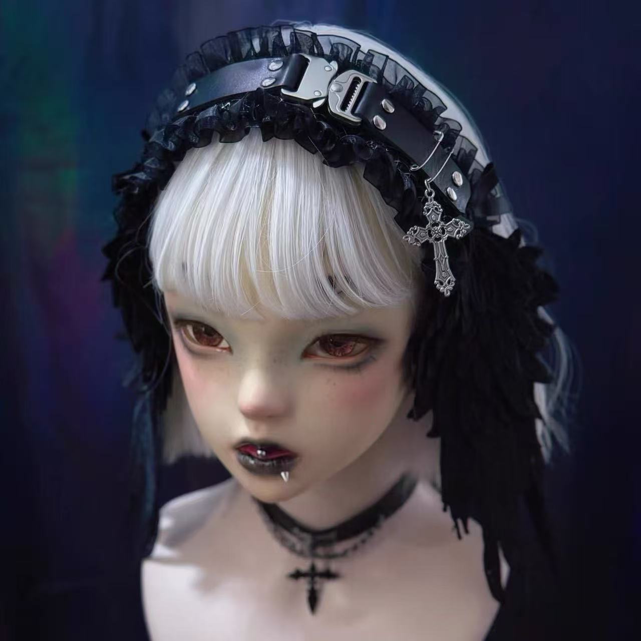 Halloween handmade leather metal buckle angel wings y2k headband