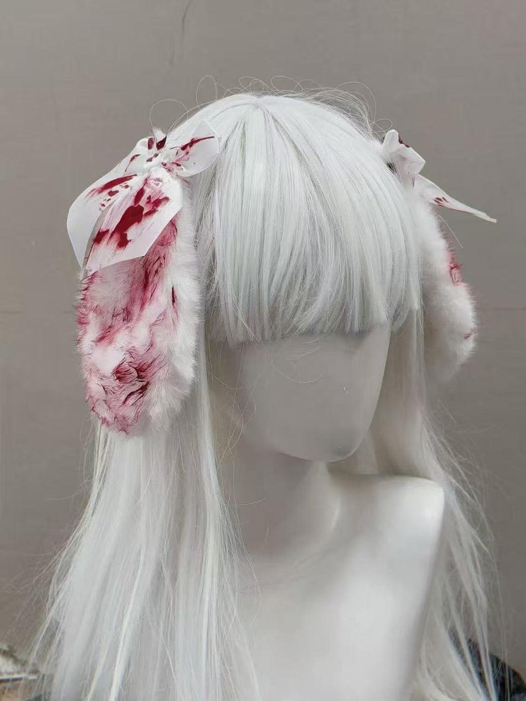 Original handmade Halloween bloody rabbit doll hair ring cosplay prop headdress