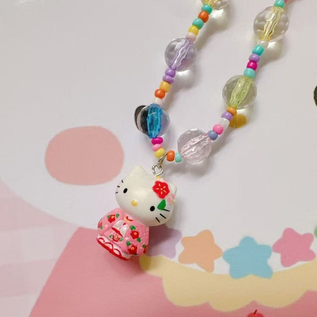 Japanese Style Dopamine Beaded Necklace Candy Color Soft Girl Y2k Hot Girl Accessories