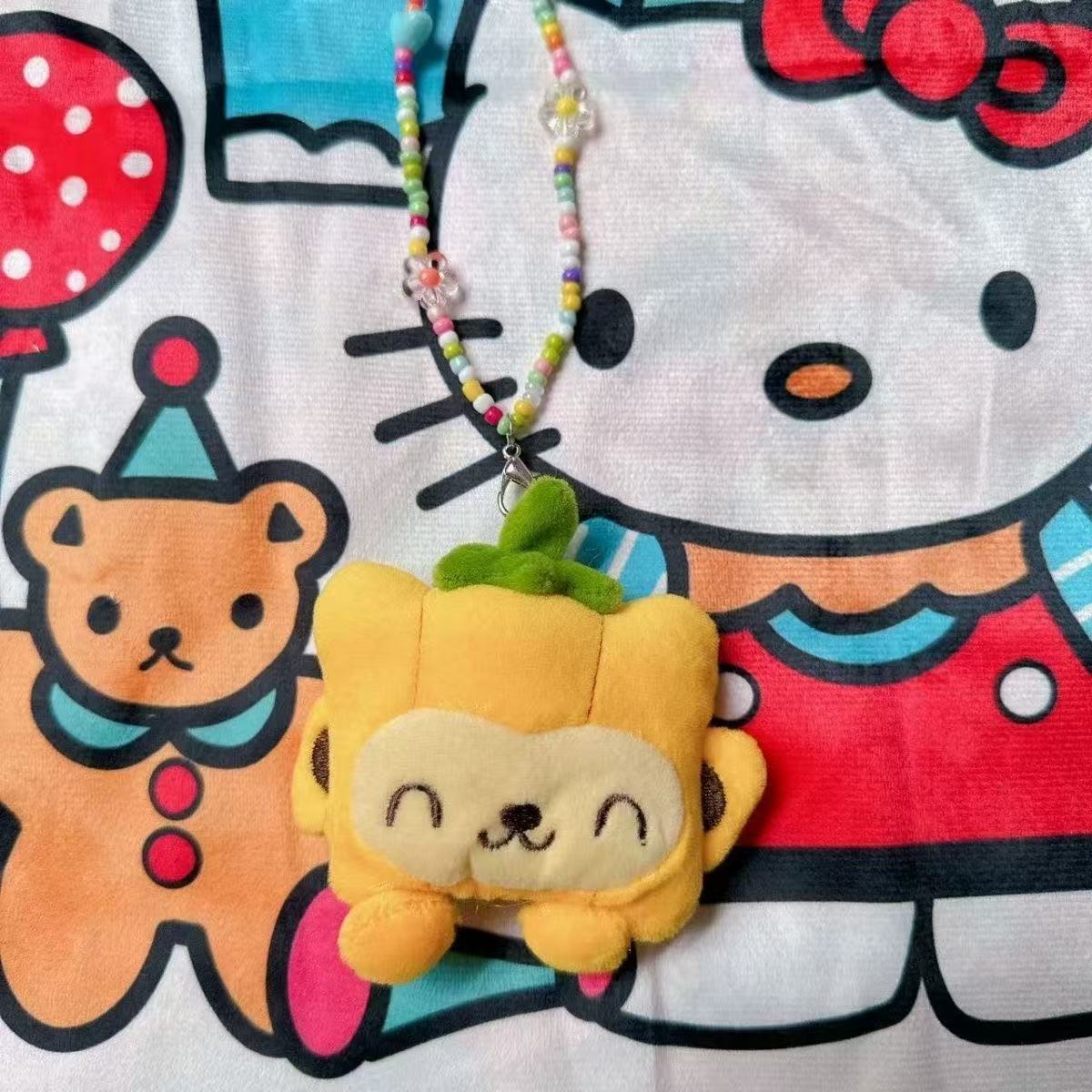 Showa-era Style Plush Bunny And Dog Beaded Necklace, Candy-colored Accessories, Y2K Hot Girl Style.