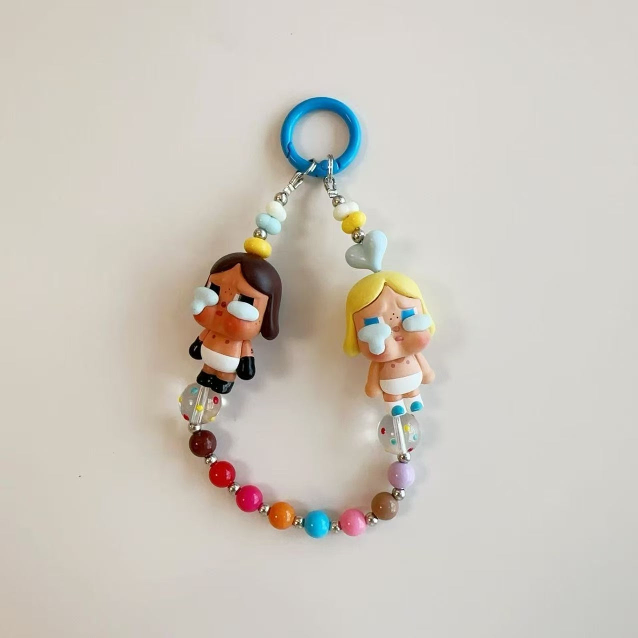 New cute cartoon crying baby candy color resin beaded lanyard mobile phone chain