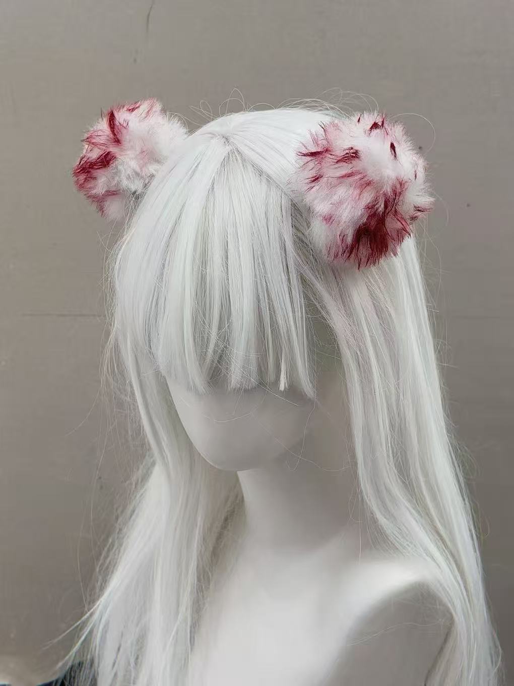 Original handmade Halloween bloody rabbit doll hair ring cosplay prop headdress