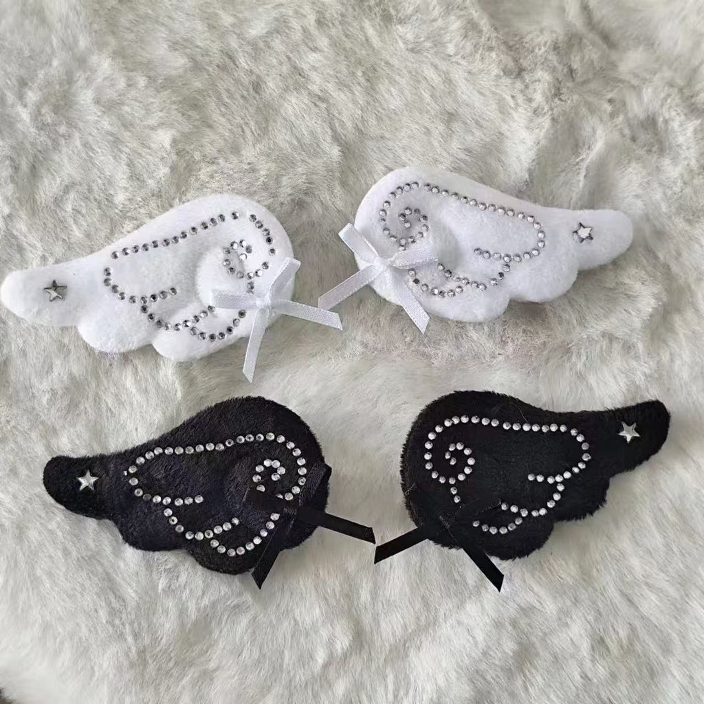 Retro Angel Wings Side Clip Hairpin Ins Cute Girly Heart Hair Accessories Bow