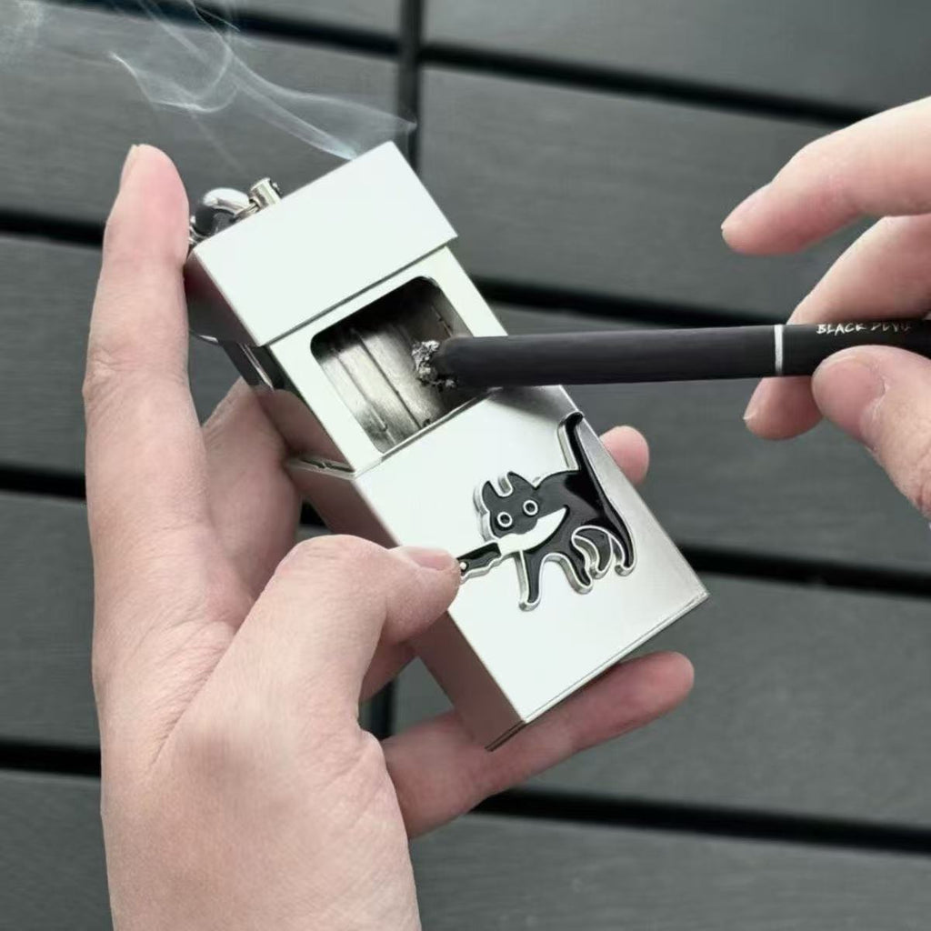 New Japanese y2k kitten alloy portable ashtray storage box pendant
