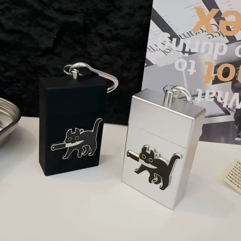 New Japanese y2k kitten alloy portable ashtray storage box pendant