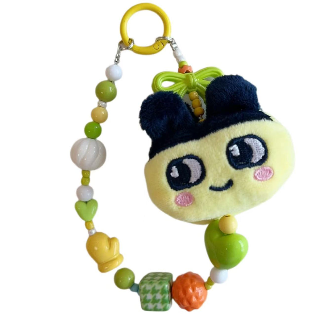 Japanese Tamagotchi candy-colored resin beaded lanyard mobile phone chain cute Mamiji keychain pendant