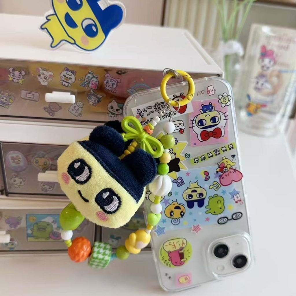 Japanese Tamagotchi candy-colored resin beaded lanyard mobile phone chain cute Mamiji keychain pendant