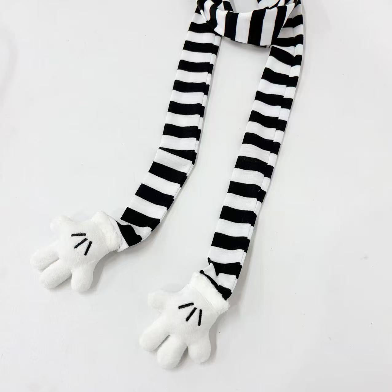 Black And White Striped Cartoon Cute Scarf Ins Striped Shape Long Thin Scarf Neck