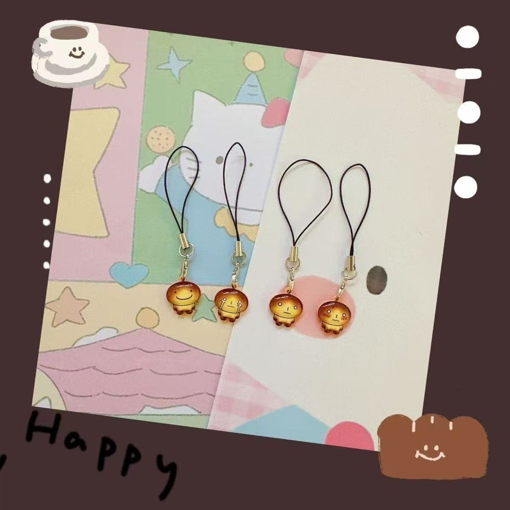 Cute Mini Toasted Bread Alloy Pendant Keychain Mobile Phone Pendant