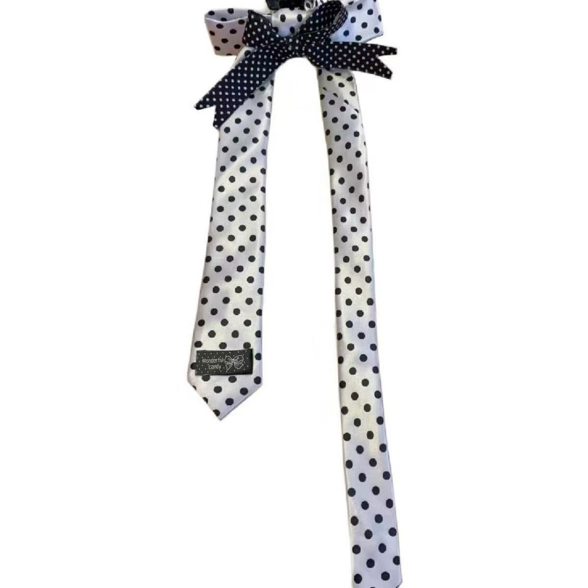 Handmade Tie, Bow, Hair Clip, Polka Dot Hair Accessory