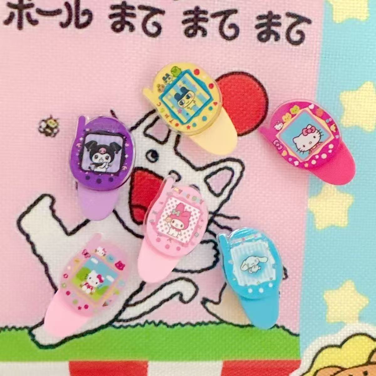 Cute Tamagotchi Asami Dopamine colored hairpin decoration set of 6