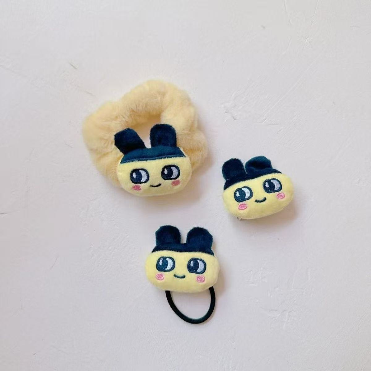 Original Tamagotchi Mamaki Plush Hair Rope, Hairband, and Hair Clip Three-Piece Set