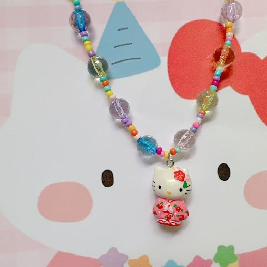 Japanese Style Dopamine Beaded Necklace Candy Color Soft Girl Y2k Hot Girl Accessories