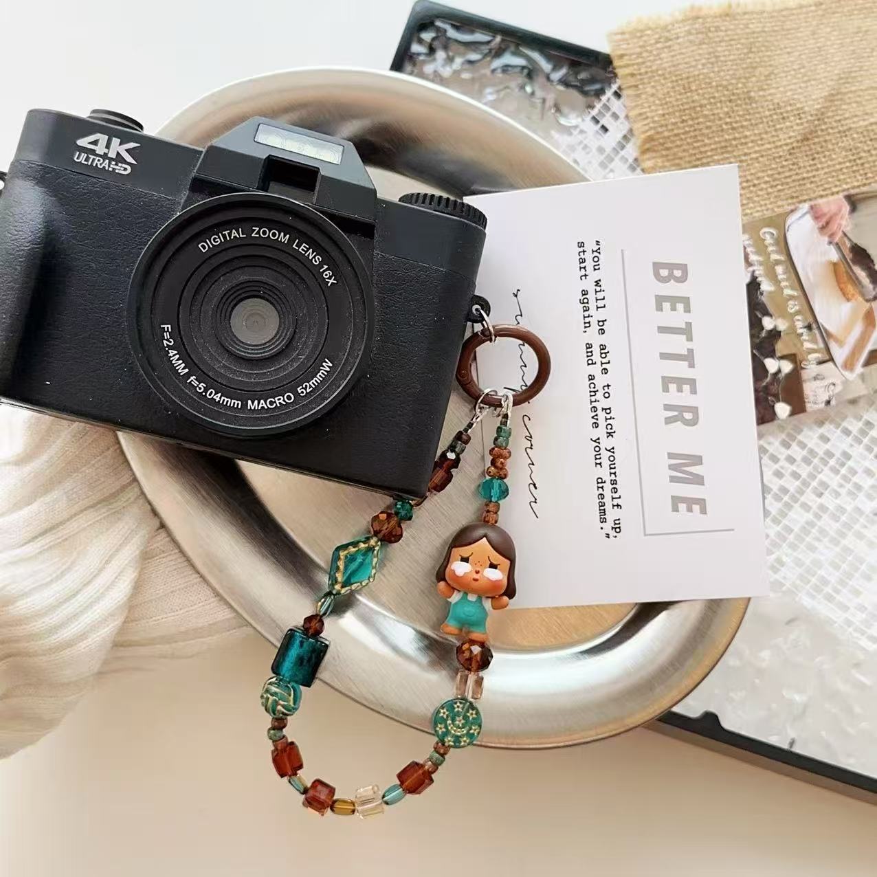 Forest green brown Czech crystal beads crying baby lanyard mobile phone chain