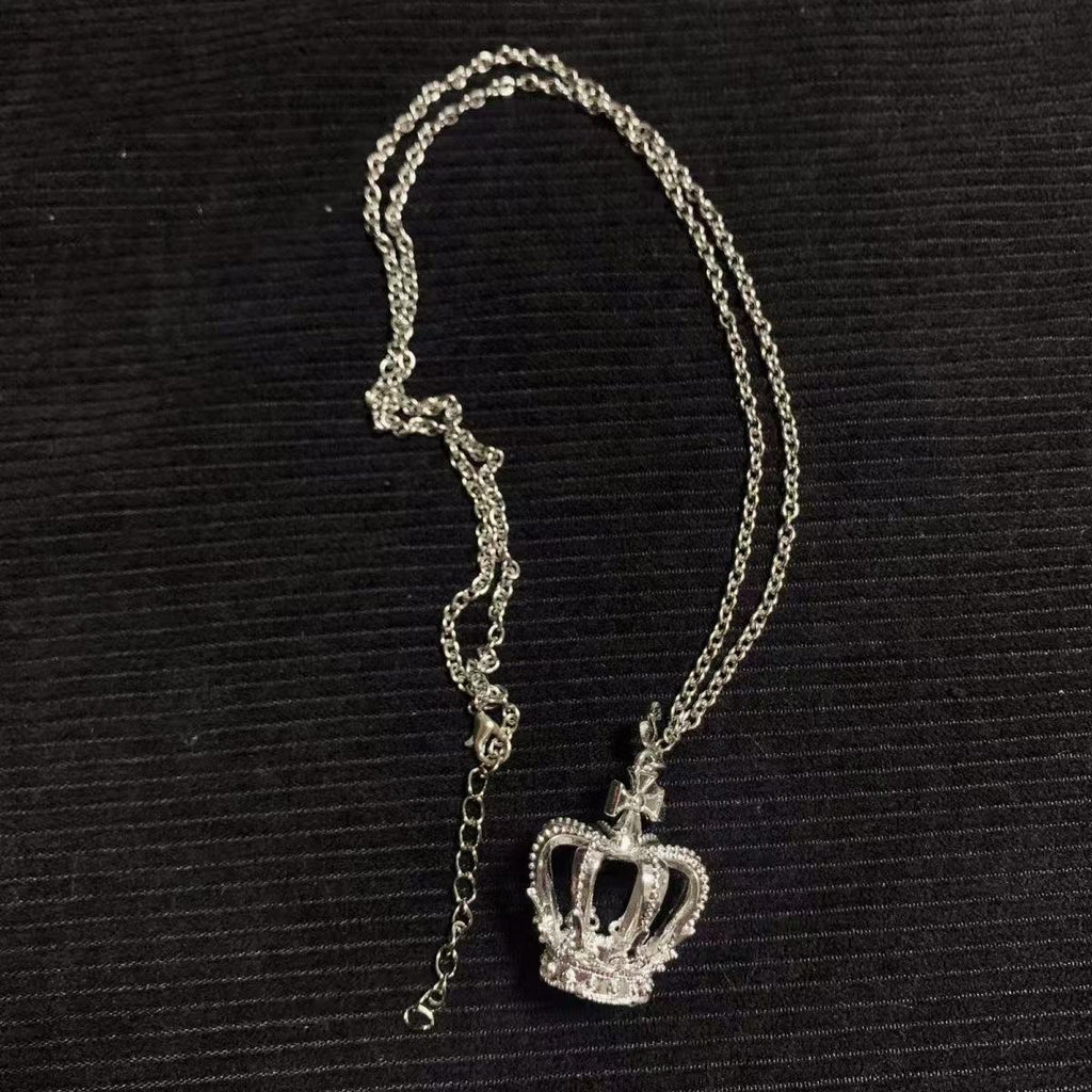 Japanese Style Kawaii Cute Bright Silver Crown Necklace